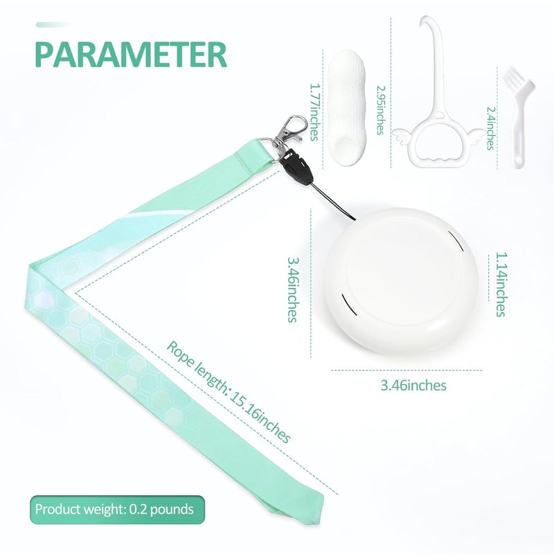 Gaboolo Store Retainer Case with Mirror and Lanyard,Slim Aligner Case with Vent Holes,Cute Dental Brace Box with Retainer Removal Tool and Brush (White Green with Lanyard) - Image 2